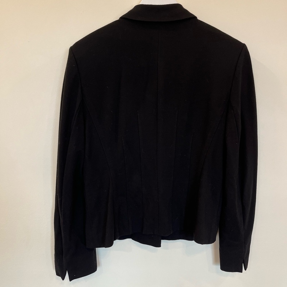 Talbots Italian Fabric Pleated Jacket Womens Size 8 Black Snaps Collard - Picture 5 of 6